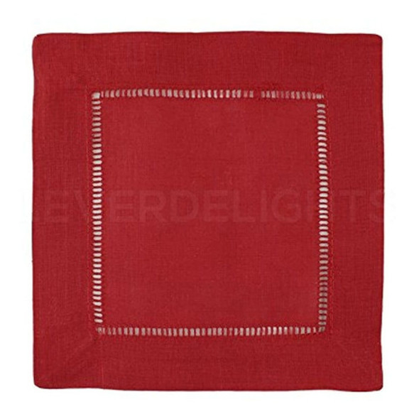Paquete De 12 Cleverdelights Red Linen Hemstitch Cocktail Se 1 Paquete De 12 Cleverdelights Red Linen Hemstitch Cocktail Se 1