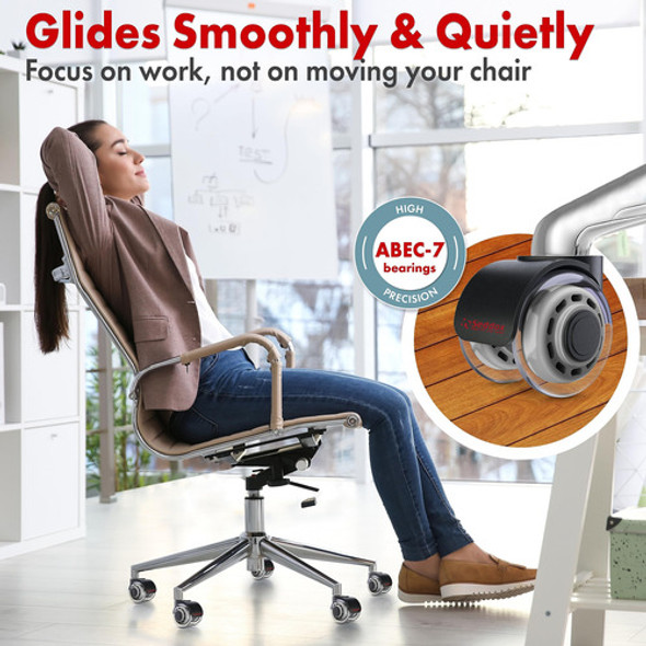 5 Ruedas Para Silla De Oficina 50mm Con Ruleman Hasta 317kg. 1