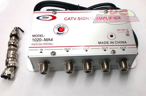 Amplificador De Señal De 20db 4 Salidas Antena/cable 0