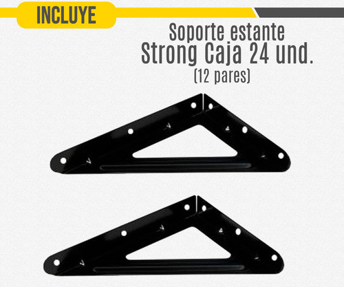 Soporte Estante Mensula 250x300 Mm Strong Negro Caja X24 C 1