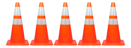 Kit 5 Conos De Señalización Pvc 90cm Reflectivo 0
