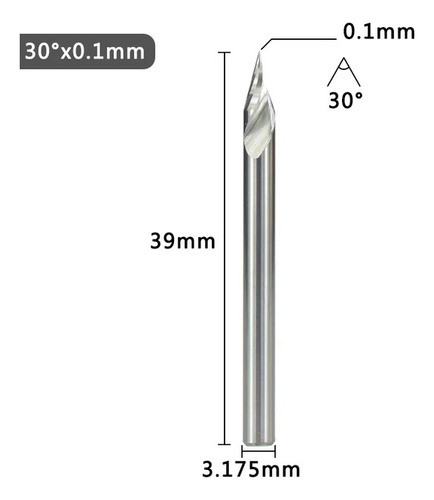 Fresas Cnc Espiralada Para Grabado Punta 0,1mm Angulo 30° 1