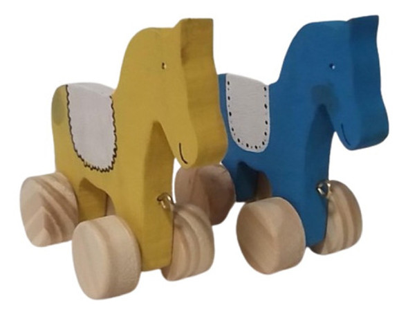 Caballitos Madera De Arrastre Con Soguita Souvenir Didáctico 0