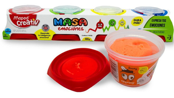 Masa Moldeable Emociones Maped Colores Clásicos Packx4 120gr 0