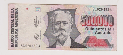 Billete Argentina 500000 Australes Bottero 2902 Bueno 0
