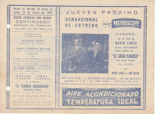 1957 Programa Cine Ciencia Ficcion Forbidden Planet Uruguay 1
