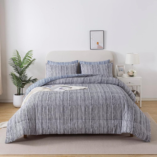 Caressma Negro Blanco Conjunto De Edredón A Rayas Queen Size 1