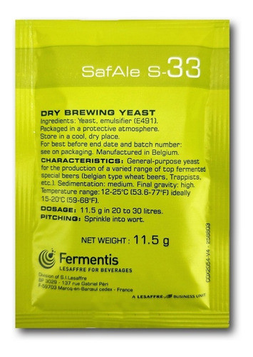 Levadura S 33 X 11 Gr. - Hidromiel - Beerman 0