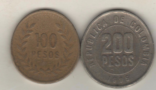 Colombia Lote De 2 Monedas Diferentes - 100 Y 200 Pesos 0