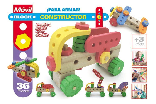 Movilblock 3 Modelos En 1- Autito Grúa Aplanadora Goma Eva 0