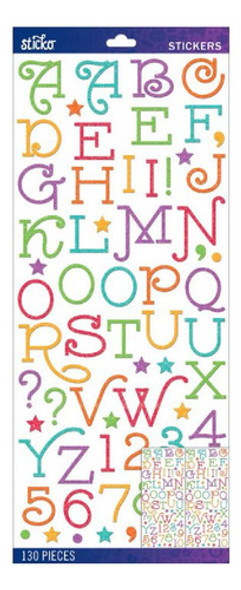 Stickers Letras Multicolores Con Glitter - Mosca 0