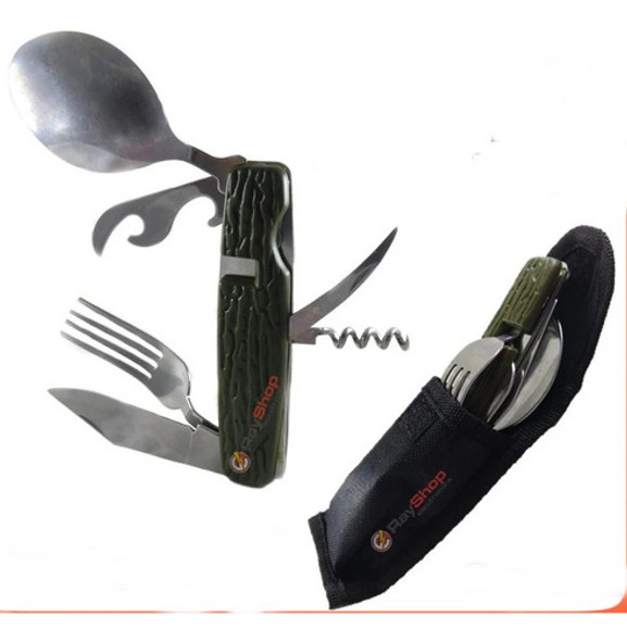Set De Camping Cubiertos Destapador Supervivencia + Regalo 1 Set De Camping Cubiertos Destapador Supervivencia + Regalo 1