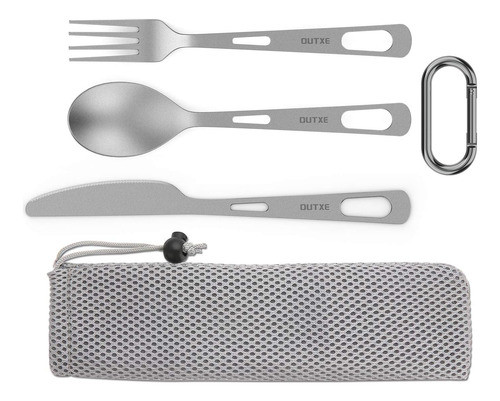 Cubiertos De Titanio Para Camping, Cuchara, Tenedor Y Cuchil 0