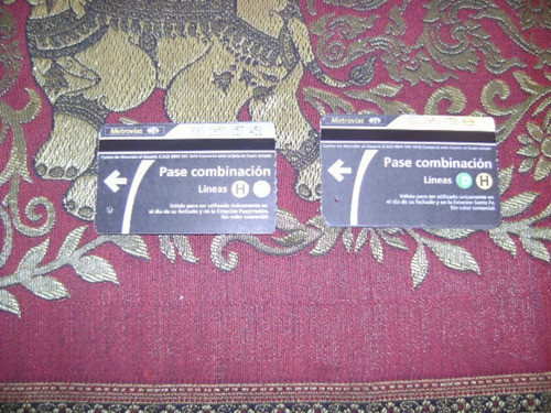 2 Tarjetas Subtepass Pase Combinacion Lineas D -h Y H- D 0