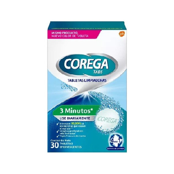 Corega Tabs 3 Minutos Limpiador De Prótesis Dentales  X 30 0 Corega Tabs 3 Minutos Limpiador De Prótesis Dentales  X 30 0