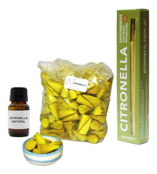 Combo Jardin Citronella 20 Sahumerios+100 Conos+ Aceite 10ml 0