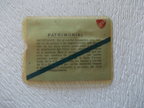 4417- Carnet Usado Infantil Club Independiente Año 1979 1