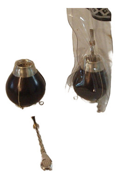 Mate De Calabaza Y Bombilla De Alpaca Bañada En Plata  ( 325 0