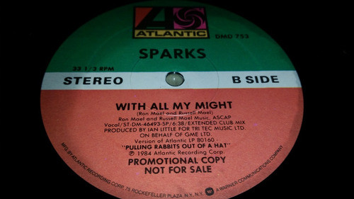 Sparks Progress With All My Might Vinilo Maxi Usa Promo 1984 1