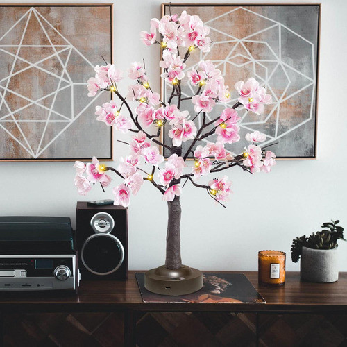 Jointwin Luz Árbol Cerezo Flor, 24 Led, Flor Rosa, Árbol Con 0