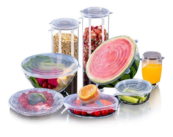 Tapa De Silicona Multiuso Tapas X6 Ajustable Frutas Verduras 0 Tapa De Silicona Multiuso Tapas X6 Ajustable Frutas Verduras 0