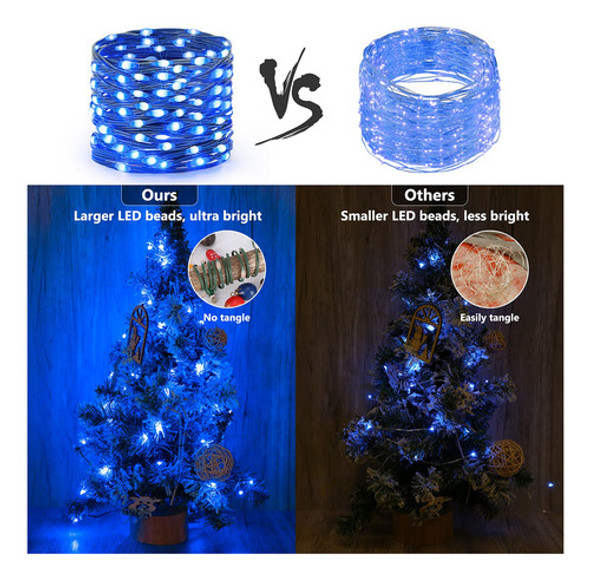 Brizled Luces De Hadas Azules, 50 Luces Led De Navidad De 17 1