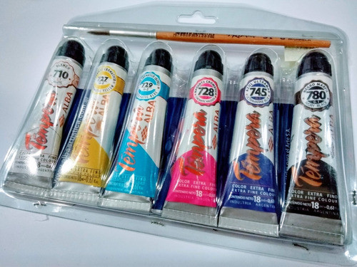 Tempera Alba Kit X6 Pomos X18ml Colores Surtidos 1