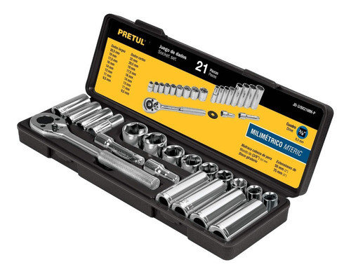 Juego De Tubos Pretul 21 Piezas Encastre 3/8 Bocallaves Dado 0