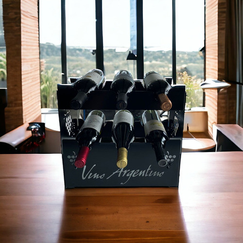 Vinoteca, Bodega En Chapa Cortada Laser P/6 Botellas 1