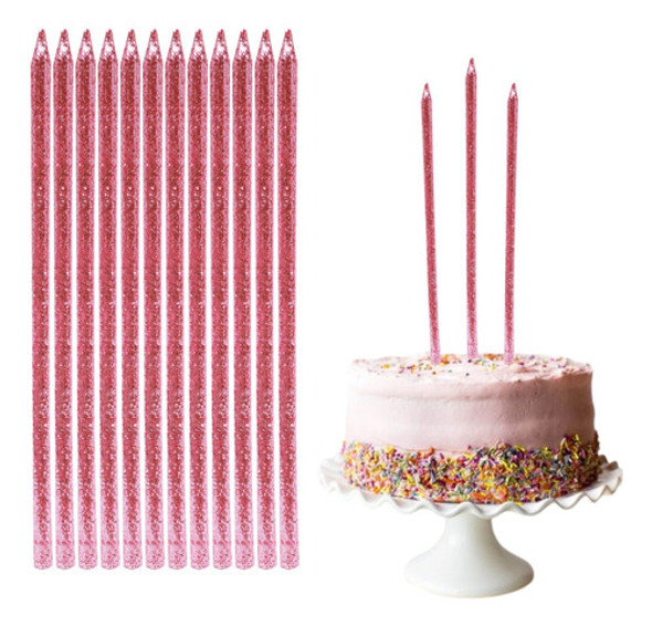 Party Store - Vela Finita Gibre  X 12 Unidades Rosa Cotillon 0
