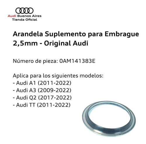 Arandela Suplemento Para Embrague 2,5 Mm Audi A3 2016 Al 1