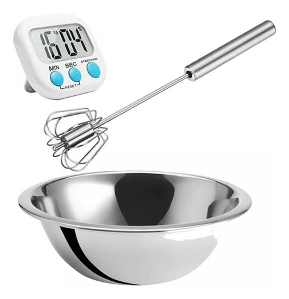 Kit Repostero Batidor Automatico + Bowl Acero + Temporizador 0