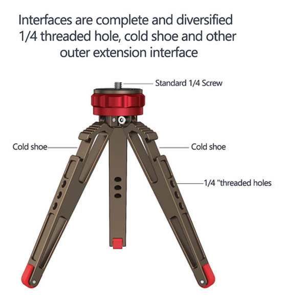 Mini Tripode Portatil Universal Negro Rojo Estabilizador 1