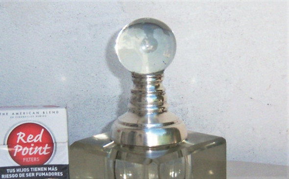 H*- Antiguo Gran Tintero Dominio Inglés Cristal Bronce Plata 1