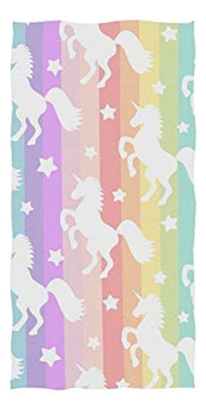 Toalla De Mano Auskid Rainbow Unicorn Para Baño Face Gym Spa 0