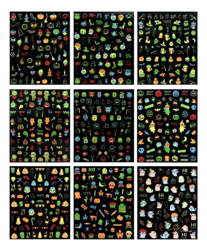 Tatuaje Halloween Fluo Para Uñas X 2 Unidades 1