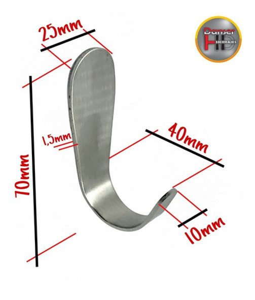 Percha Simple Autoadhesiva 70x25 Mm Baño Acero Inoxidable X2 1