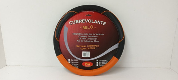 Cubre Volante De Cuerina Negro-naranja 38 Cm Cod Cv-033na 1
