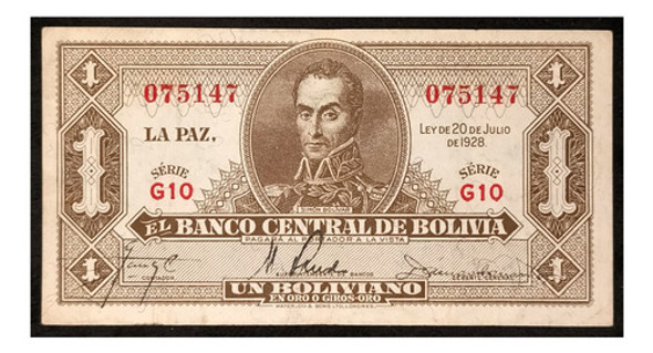 Bolivia 1 Boliviano 1928 Serie G10 Exc Pick 128a 0 Bolivia 1 Boliviano 1928 Serie G10 Exc Pick 128a 0