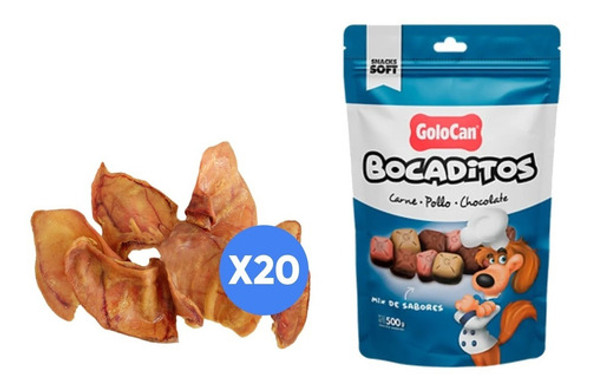 Golosinas Snacks Perro Bocaditos Golocan 500g X20 Orejas 1