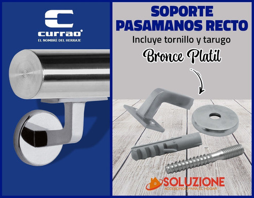 Soporte Para Pasamanos Escalera Currao De Bronce Premiun 1