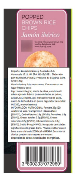 Chips De Arroz Sabor Jamón Rice Up! 120 Grs. 1