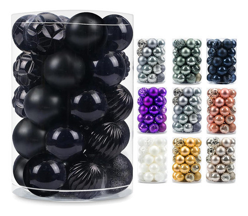Adornos De Bola De Navidad De 40mm 34pcs. Negro 0