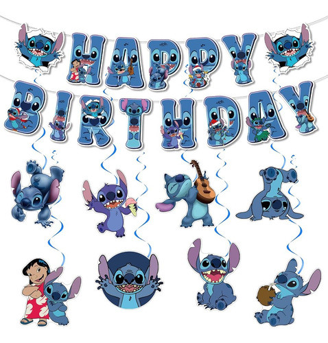 ~? Stitch Decoraciones De Cumpleaños Stitch Happy Birthday B 0
