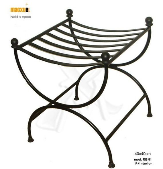 Banqueta De Hierro Romana Forjado 40cm En Negro Epoxi 1