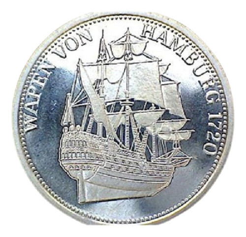 Fk Alemania Hamburgo Medalla Con Escudo De Armas Barco 1720. 0