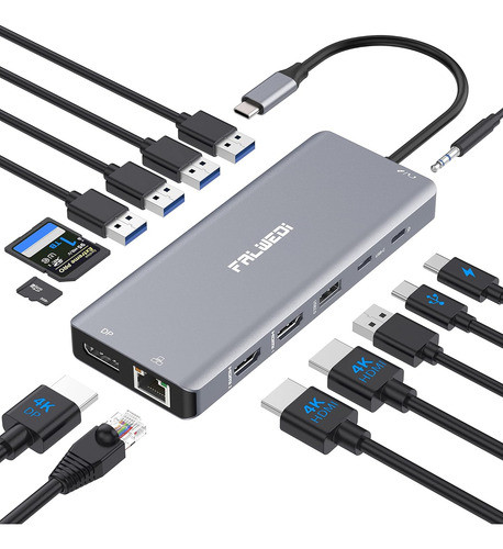 Docking Station Usb-c 14en1 2-hdmi Displayport Rj45 Sd/tf 0