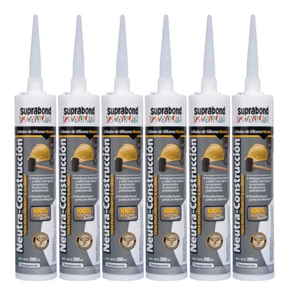 Sellador Silicona Neutra Suprabond Construcción 280ml X 6 Un 0