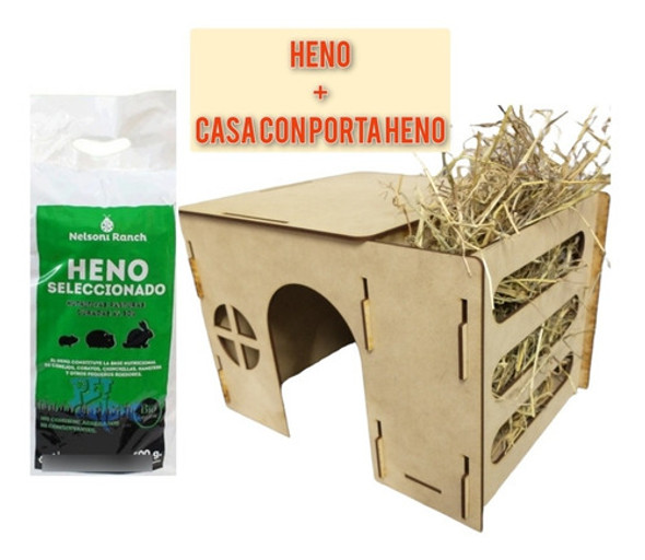 Heno + Casa Refugio Con Porta Heno Cobayo Conejo Chinchilla 0