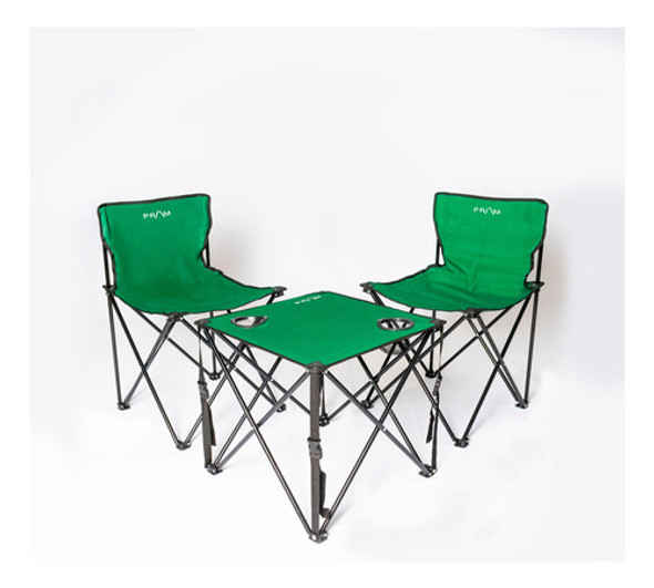 Set Mesa Plegable Jardin Camping + 2 Sillas. Gravedad  X 0